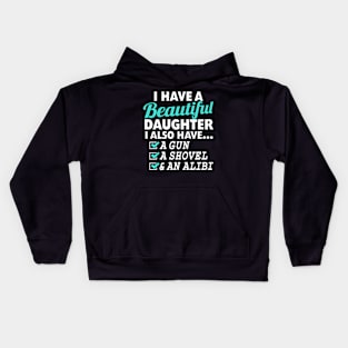 DAD Beautiful Daughter BLACK Print Kids Hoodie